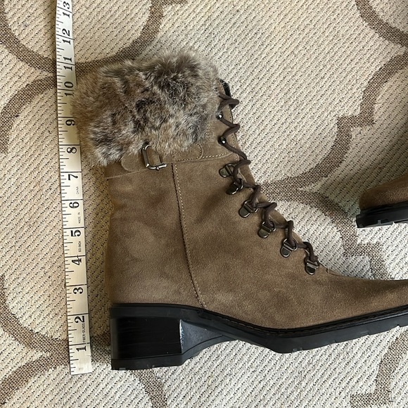 AQUATALIA BY MARVIN K BRASS WEATHERPROOF BROWN SUEDE FAUX FUR lace up boots - Picture 9 of 15